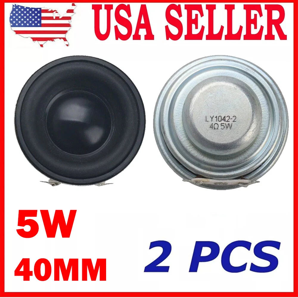 2X 40mm Mini Audio Portable Speakers 16 Core 4 Ohm 5W Full Range