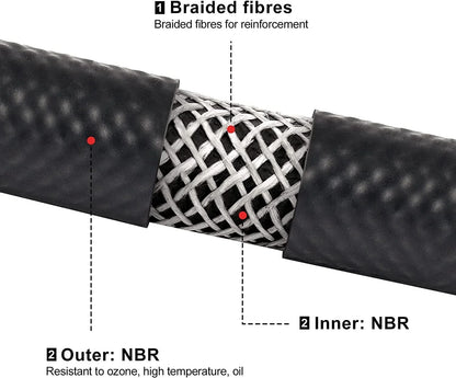 Fuel Line Hose 25FT 3/16 Inch ID NBR Rubber for Automotive Engines