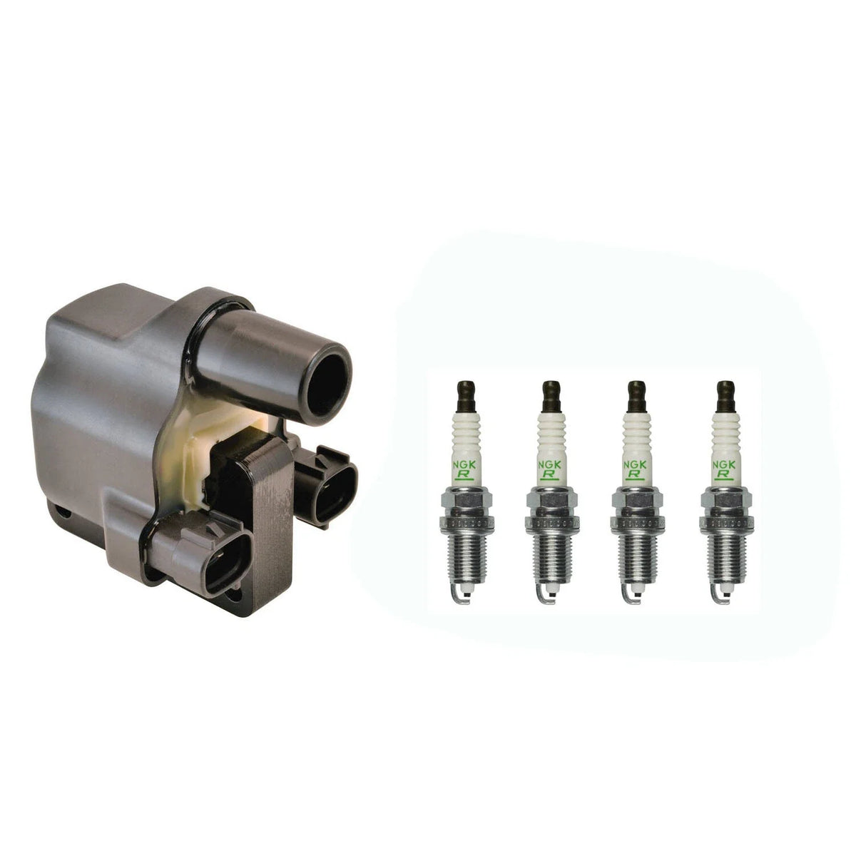Set of 4 Hitachi Ignition Coils & NGK Spark Plugs for Mazda MPV (1989–1998)