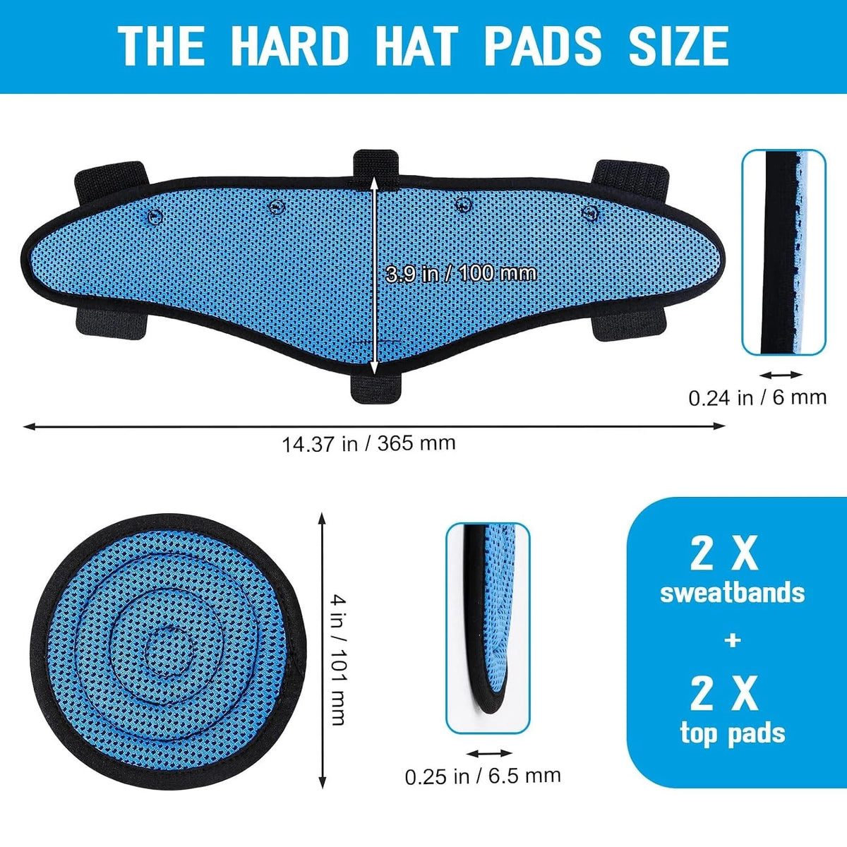 Washable Hard Hat Top Pads and Sweatbands for Safety Helmet Cooling Accessory