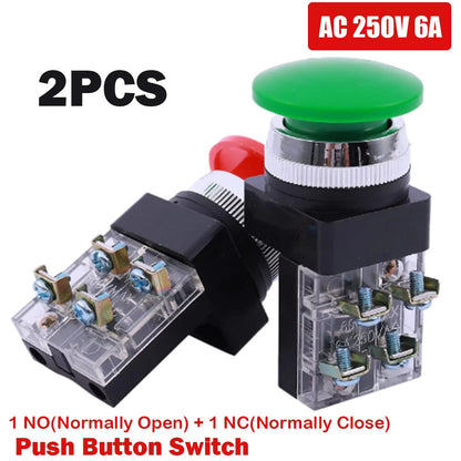 2X Momentary Green Mushroom Head Push Button Switch for Universal Use