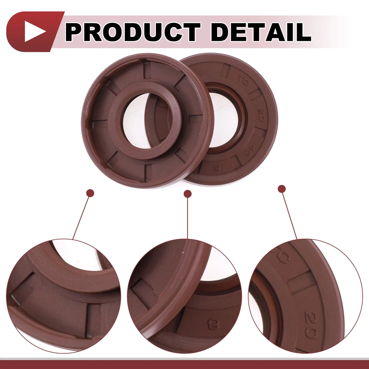 Set of 2 Oil Seal Rotary Shaft Seal FKM Rubber 20x45x8mm