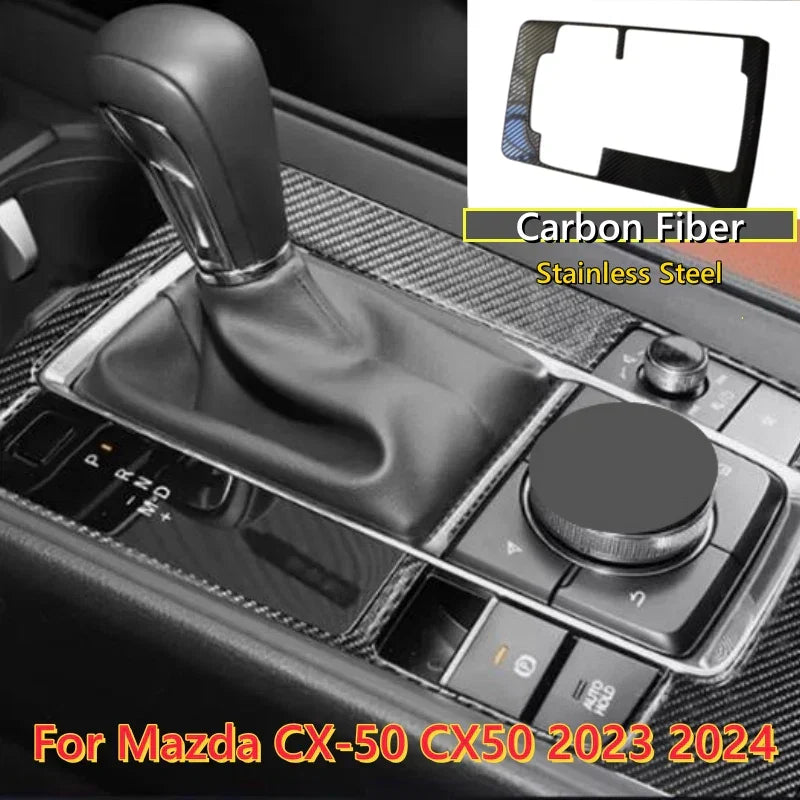 Carbon Fiber Gear Shift Panel Bezel Trim Cover for Mazda CX-50 (2023–2024)