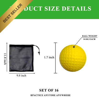 Foam Golf Practice Balls for Indoor Backyard Swing Practice (Set of 12)