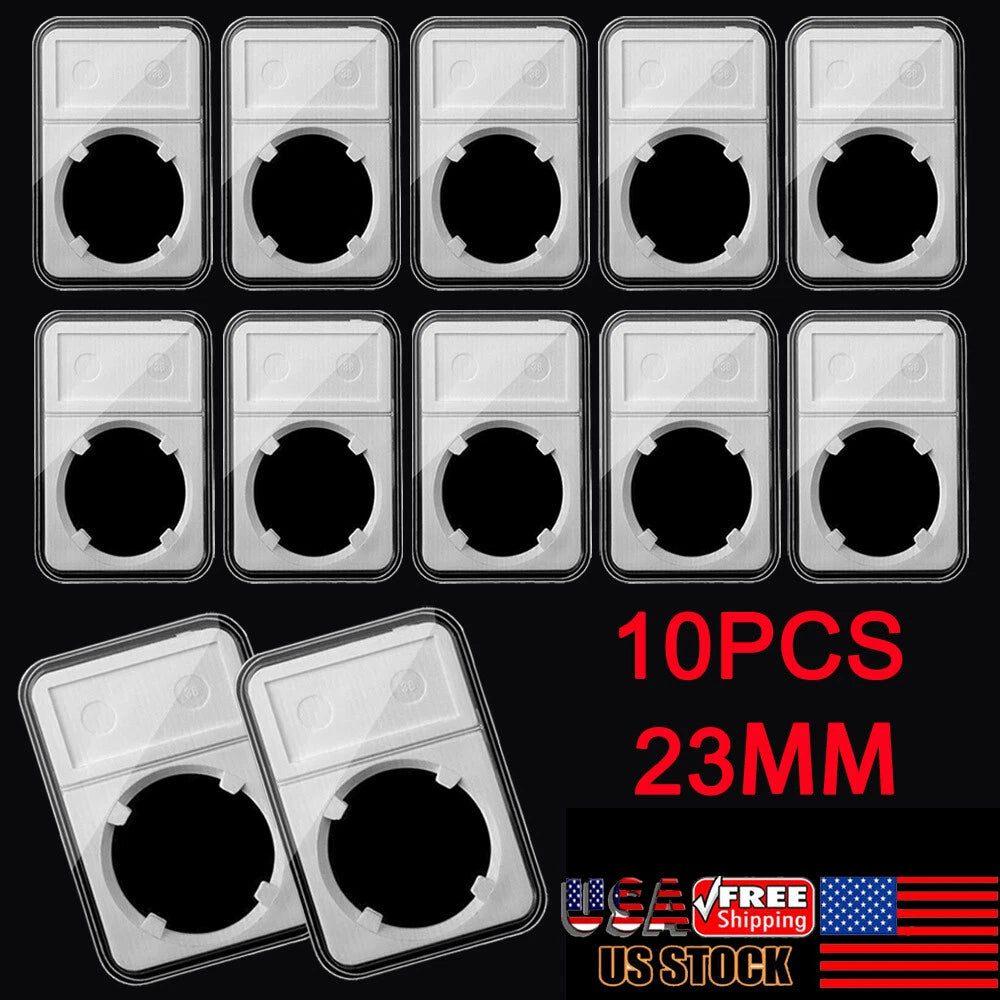 10Pcs 23mm Coin Slab Holder Display Storage Box Case