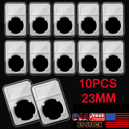 10Pcs 23mm Coin Slab Holder Display Storage Box Case