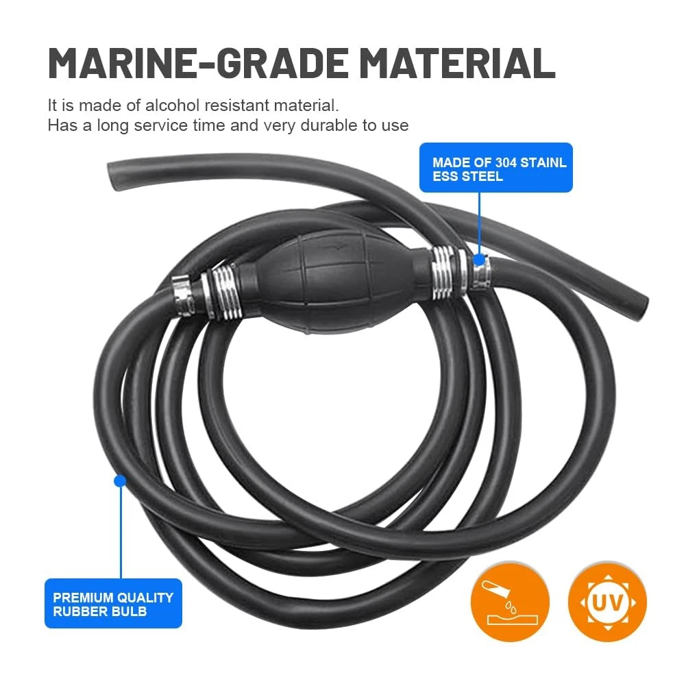 3/8" Rubber Fuel Line Assembly Kit for Marine Outboard Boat Motor