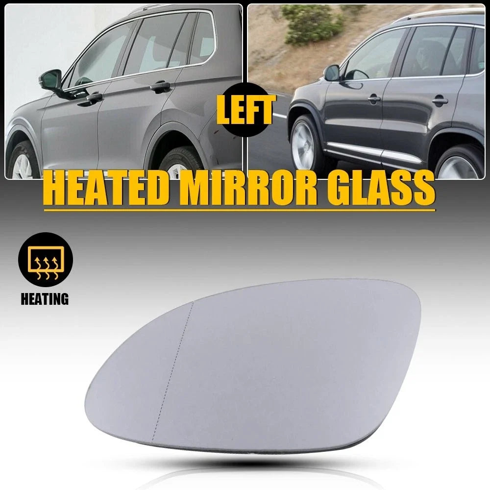 Heated Driver Left Side Mirror Glass for VW Tiguan (2009–2017) w/Backing Plate