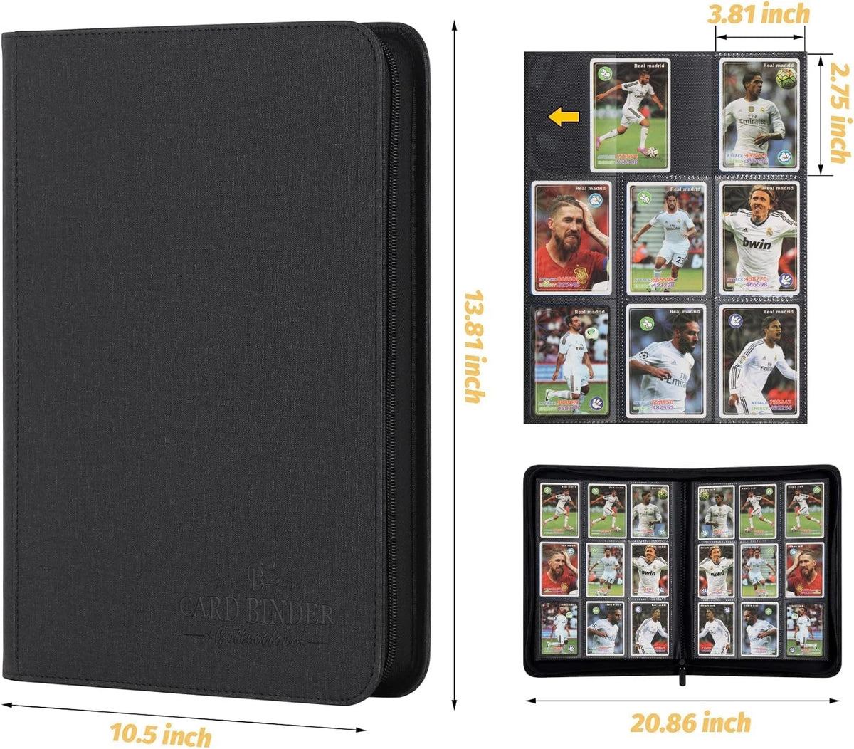 9 Pocket Card Binder for Foalgo (13.5 x 10 x 1.7 inches) - Black