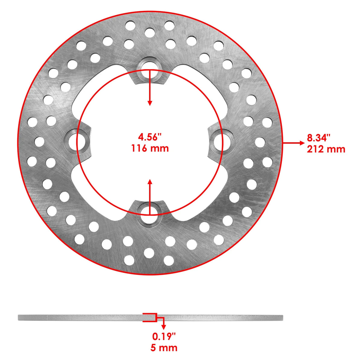 Front Left Brake Disc & Pads for Kawasaki Mule Pro-FXT (2015–2026) DS195+MP308, 43082-Y010