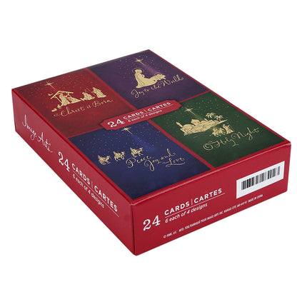Set of 24 Assorted Christmas Cards for Religious Themes (4 Designs)