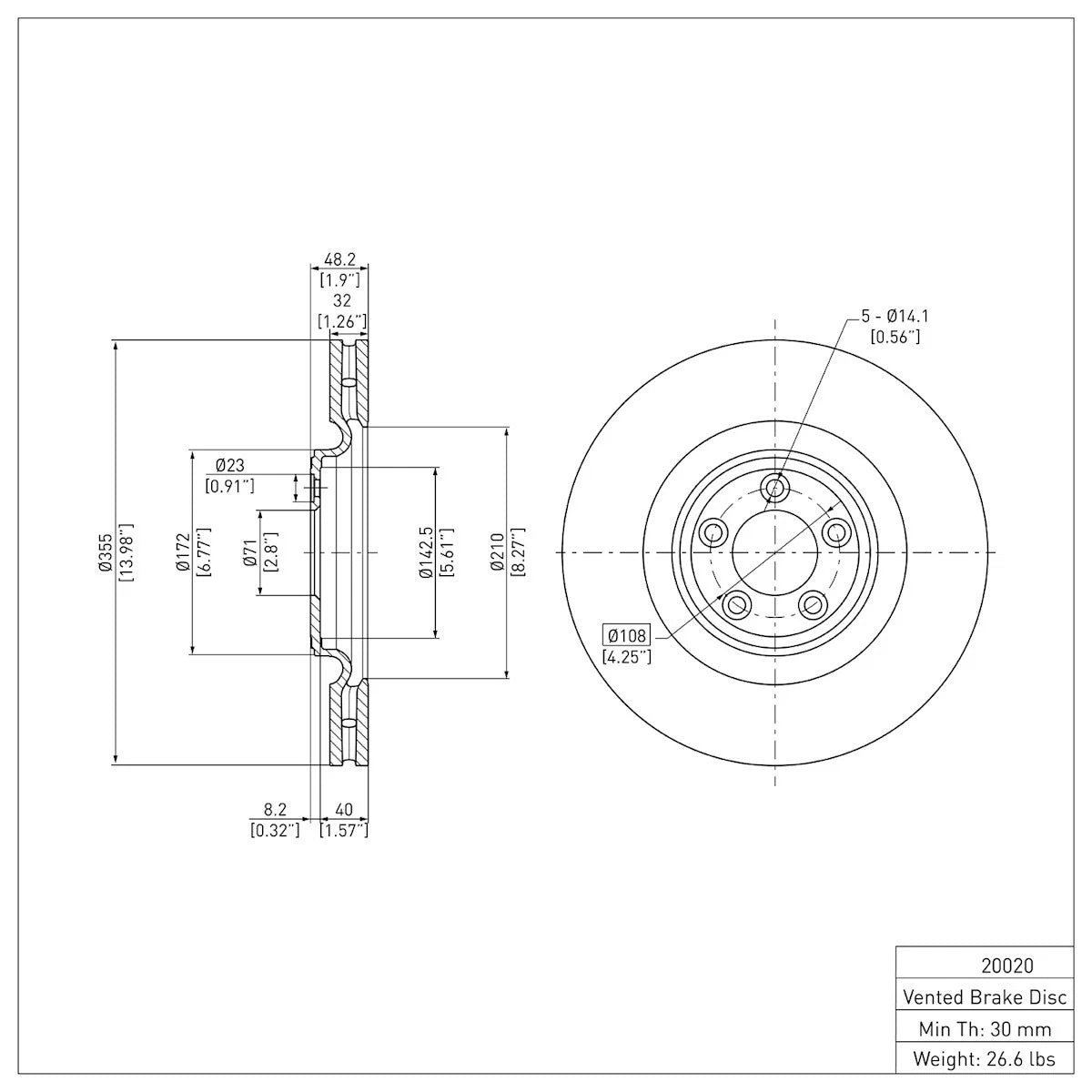 Brake Disc for RWD (2013–2021) ERE-20020, C2C25337, T2R5939