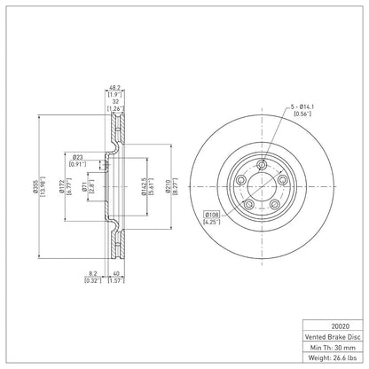 Brake Disc for RWD (2013–2021) ERE-20020, C2C25337, T2R5939