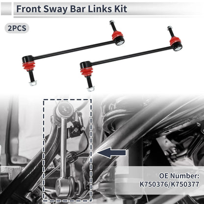 Set of 2 Front Stabilizer Bar Links for Ford Flex (2009) No.K750376/K750377