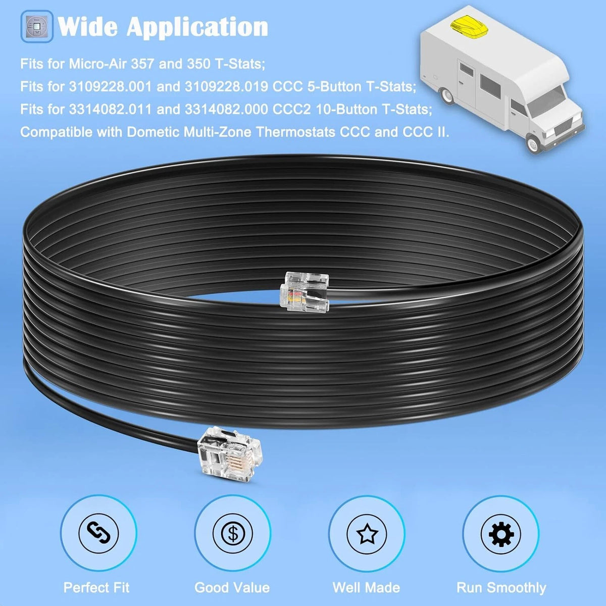 18’ Air Conditioner Communication Cable for Dometic RV Heat Pumps (For00683)