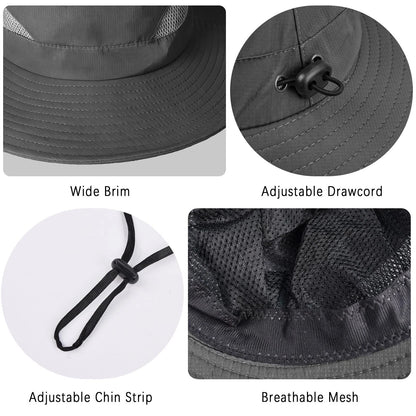 Wide Brim Safari Sun Hat for Men Women (6 3/4-6 7/8) - Dark Gray