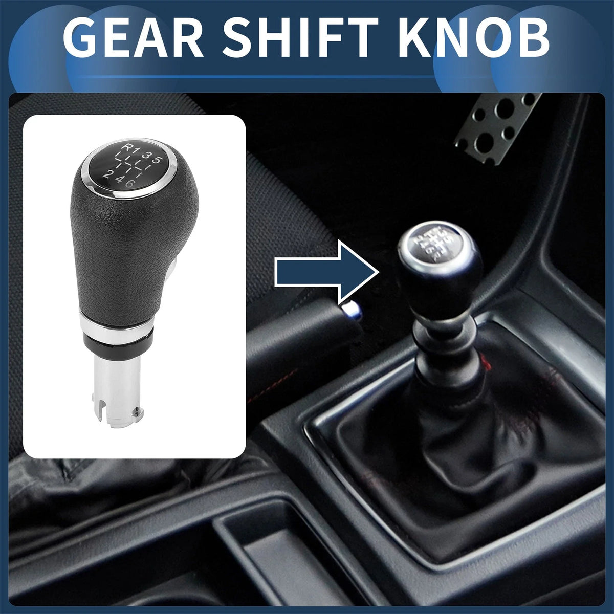 6 Speed Manual Gear Shift Knob for Chevrolet Trax (2013–2020) Plastic Faux Leather