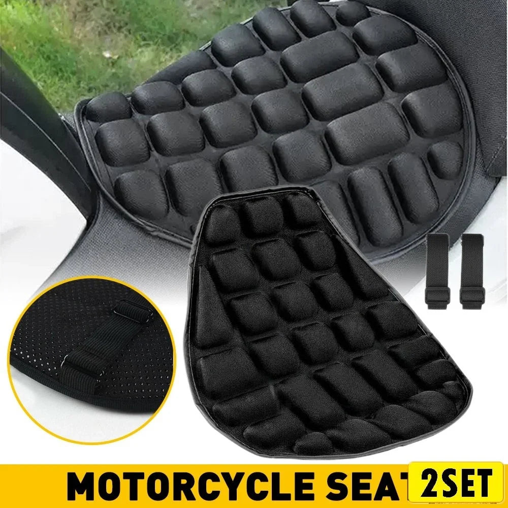 Set of 2 Motorcycle Seat Cushion Covers for Universal Fit (3D Gel)