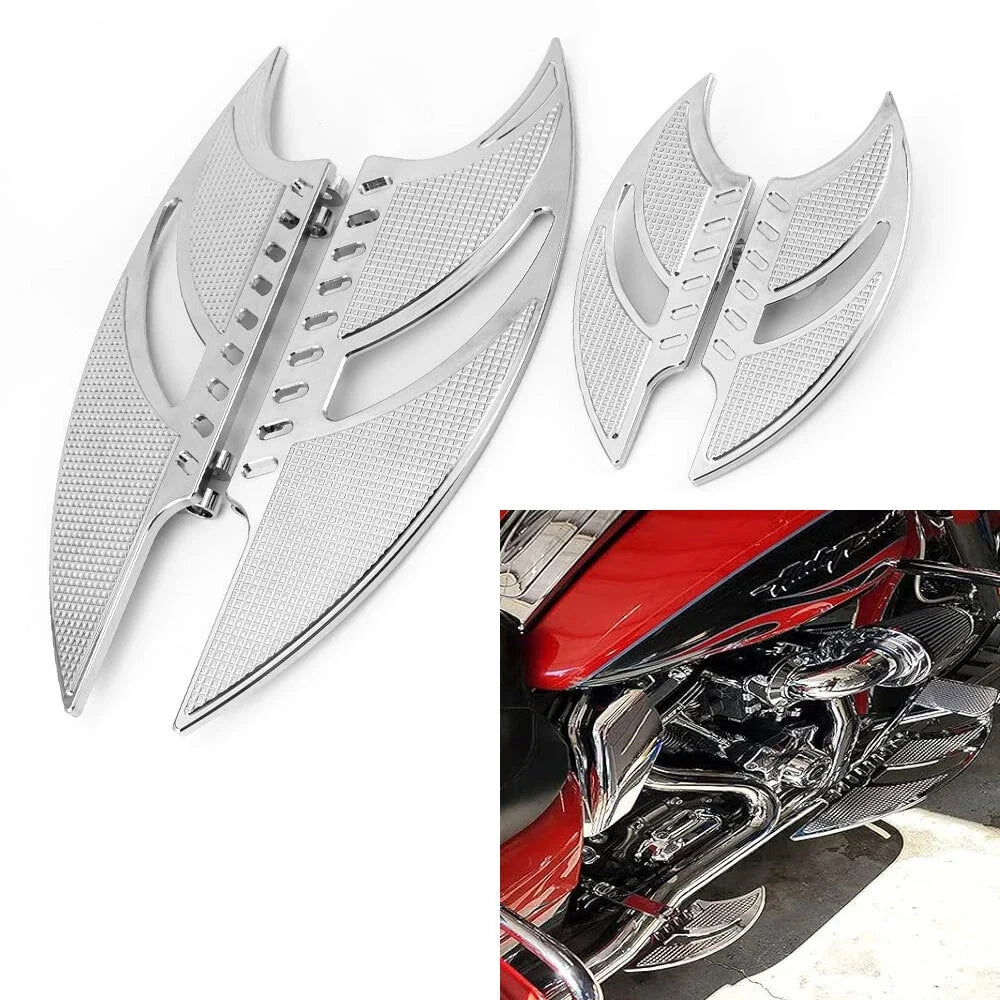 Chrome Front and Rear Footboards for Harley Touring Street Glide Softail (2014–2023)
