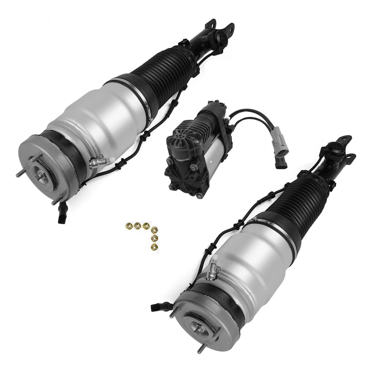 2Pcs Front Air Spring Bag Struts + Compressor for Hyundai Equus (2011–2016) - 55881-3M000, 55880-3N000, 54605-3N517