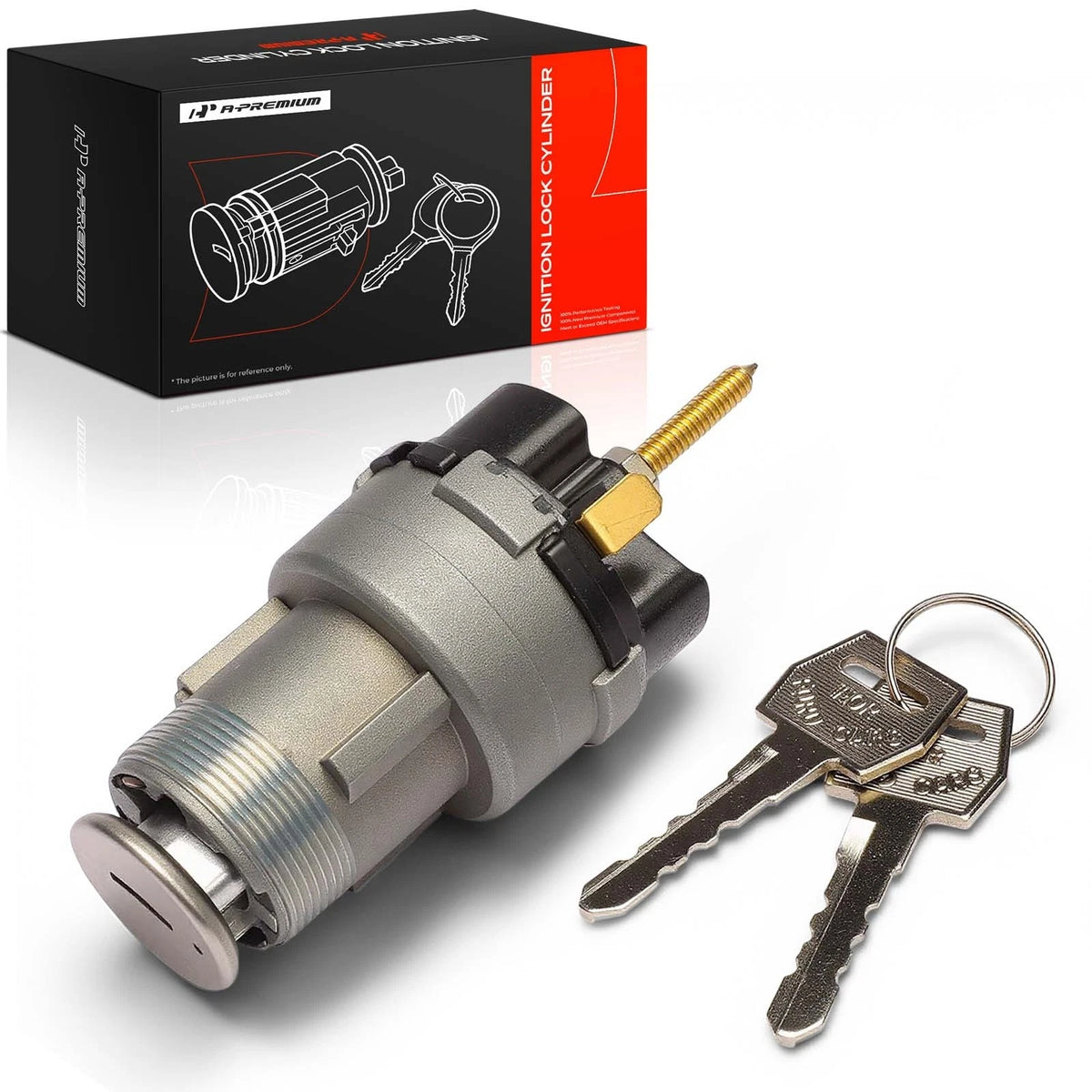 Ignition Lock Cylinder w/ Key for Ford F-100, Mustang (C5AB11572A, C5AB11572B, C5AZ11572A, C5AZ11572B, C5AZ11572C, US49)