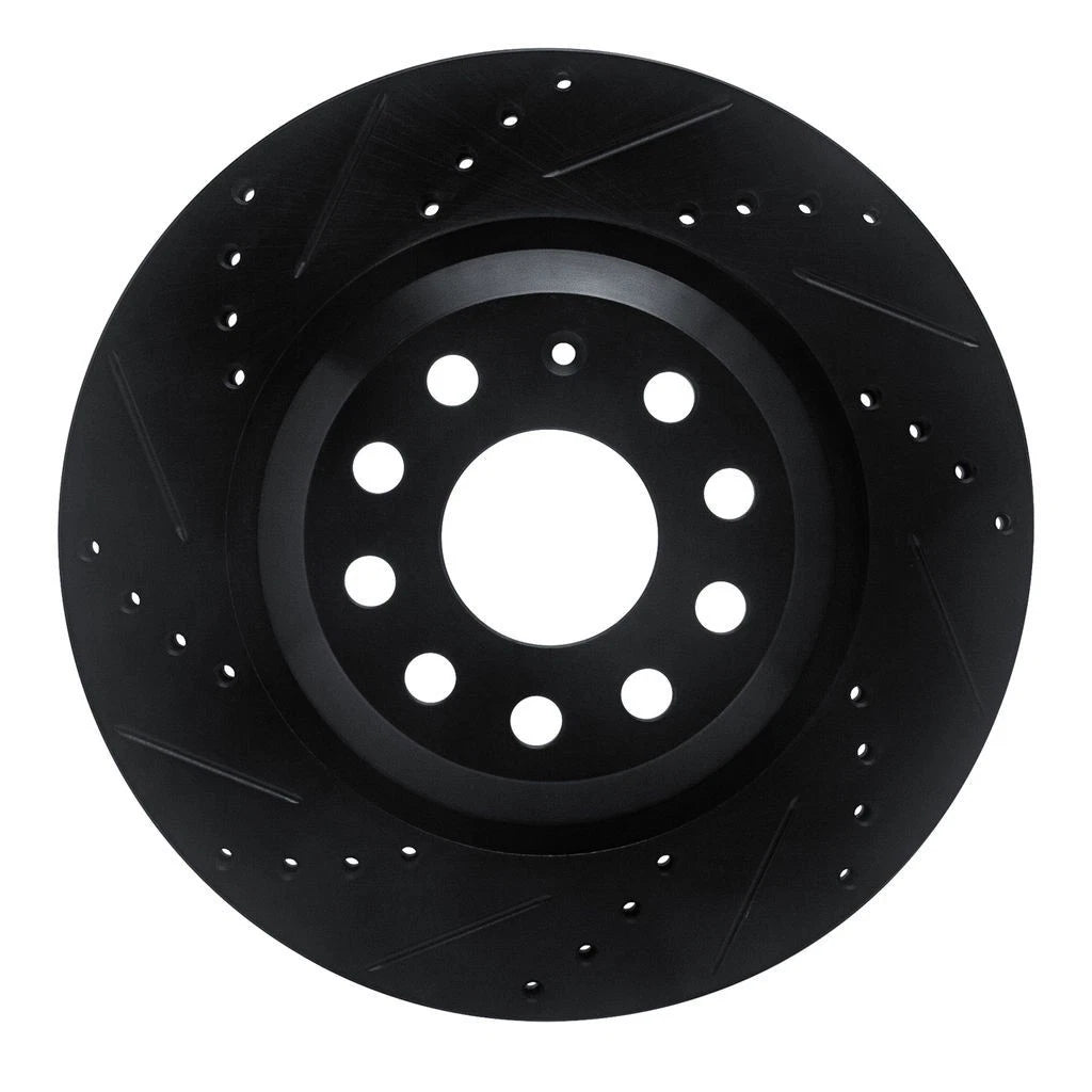 Rotor Set for Volkswagen Golf R (2022–2025) | Black | Drilled and Slotted | ALX-PAU-DF-8002-74043-CLA10