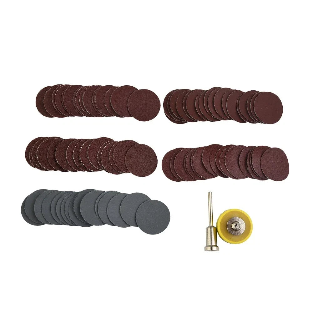 Set of 100 Sandpaper Discs with Handle for Wood Grinding 25mm