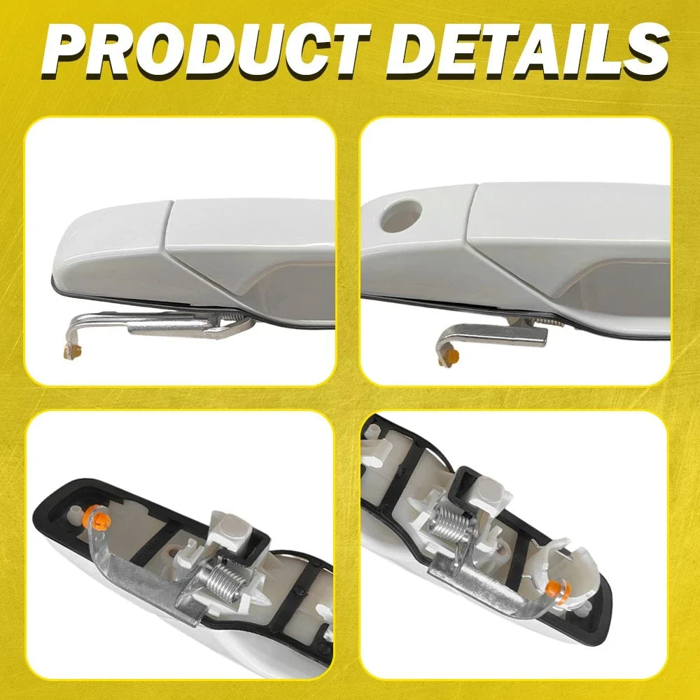 Set of 4 Exterior White Door Handles for Chevy Silverado GMC Sierra (2007–2013)
