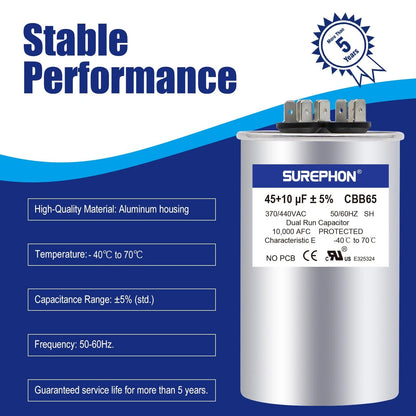 Dual Run Start Capacitor for SUREPHON (370V/440VAC)