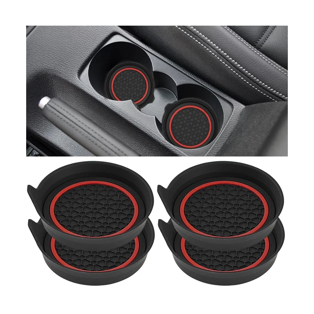 Set of 4 Non-Slip Waterproof Car Cup Holder Coasters for Vehicle