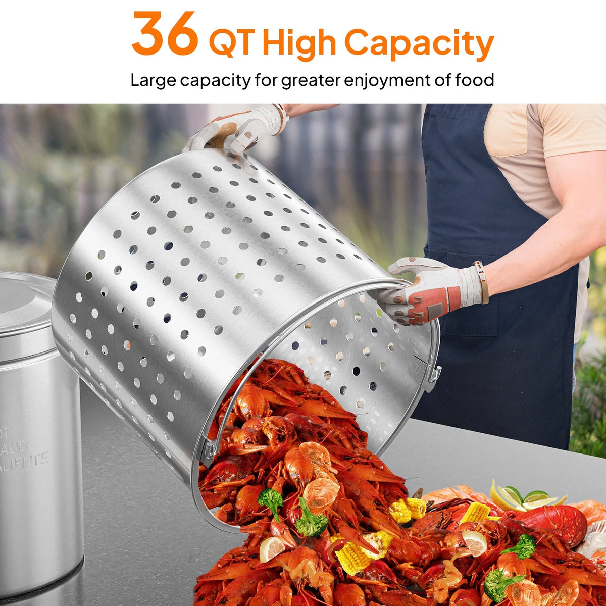 36 Qt. Stainless Steel Turkey Deep Fryer Pot with Lid & Basket