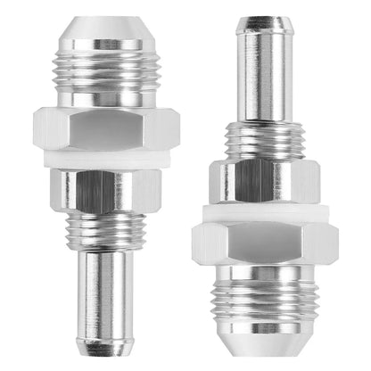 2Pcs -8AN Male Flare Bulkhead to 3/8 Hose Barb Fuel Tank Fitting Adaptor