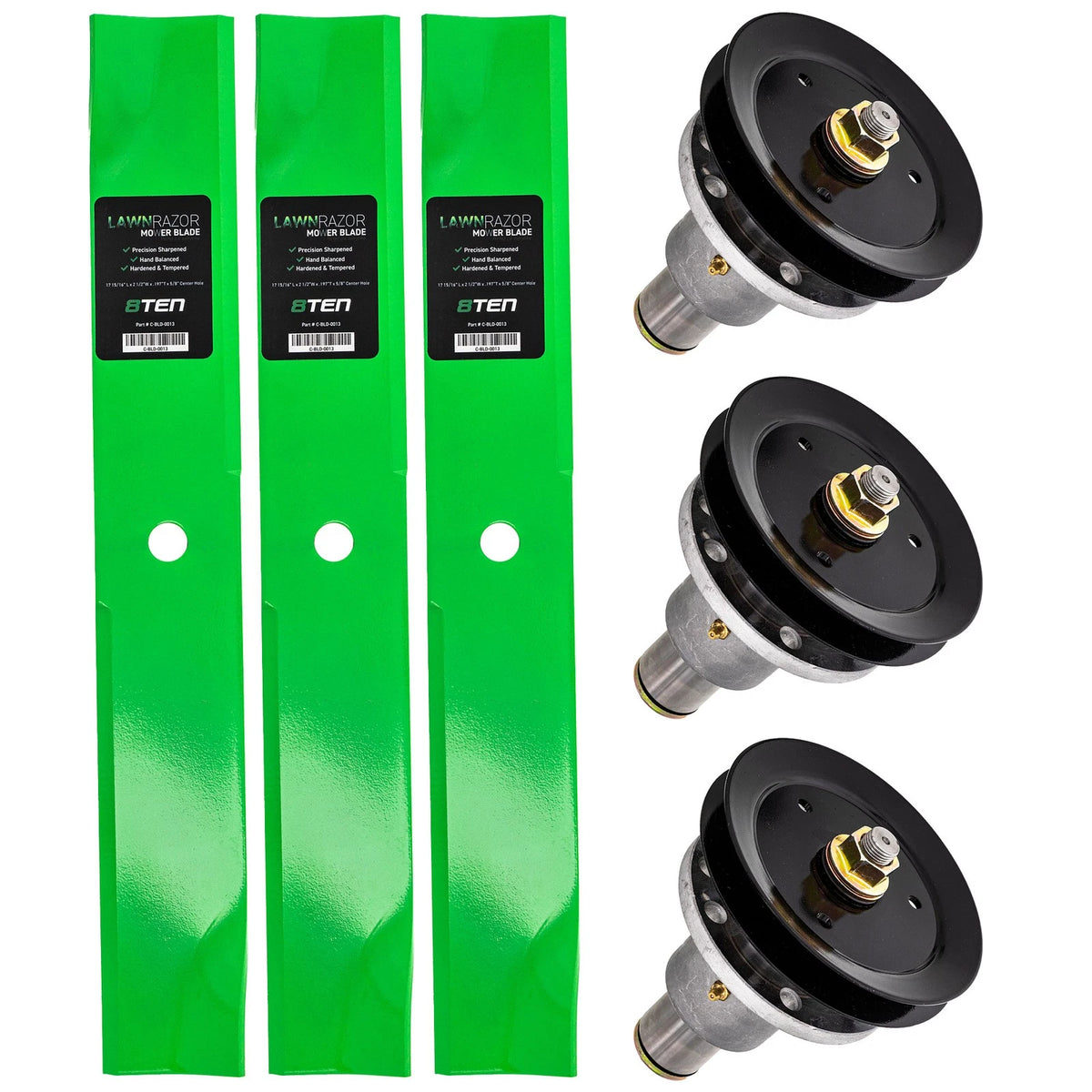 Spindle Low Lift Blade Kit for Exmark Lazer Z 52 Inch Deck (103-1578-S, 103-2518, 103-2518-S)