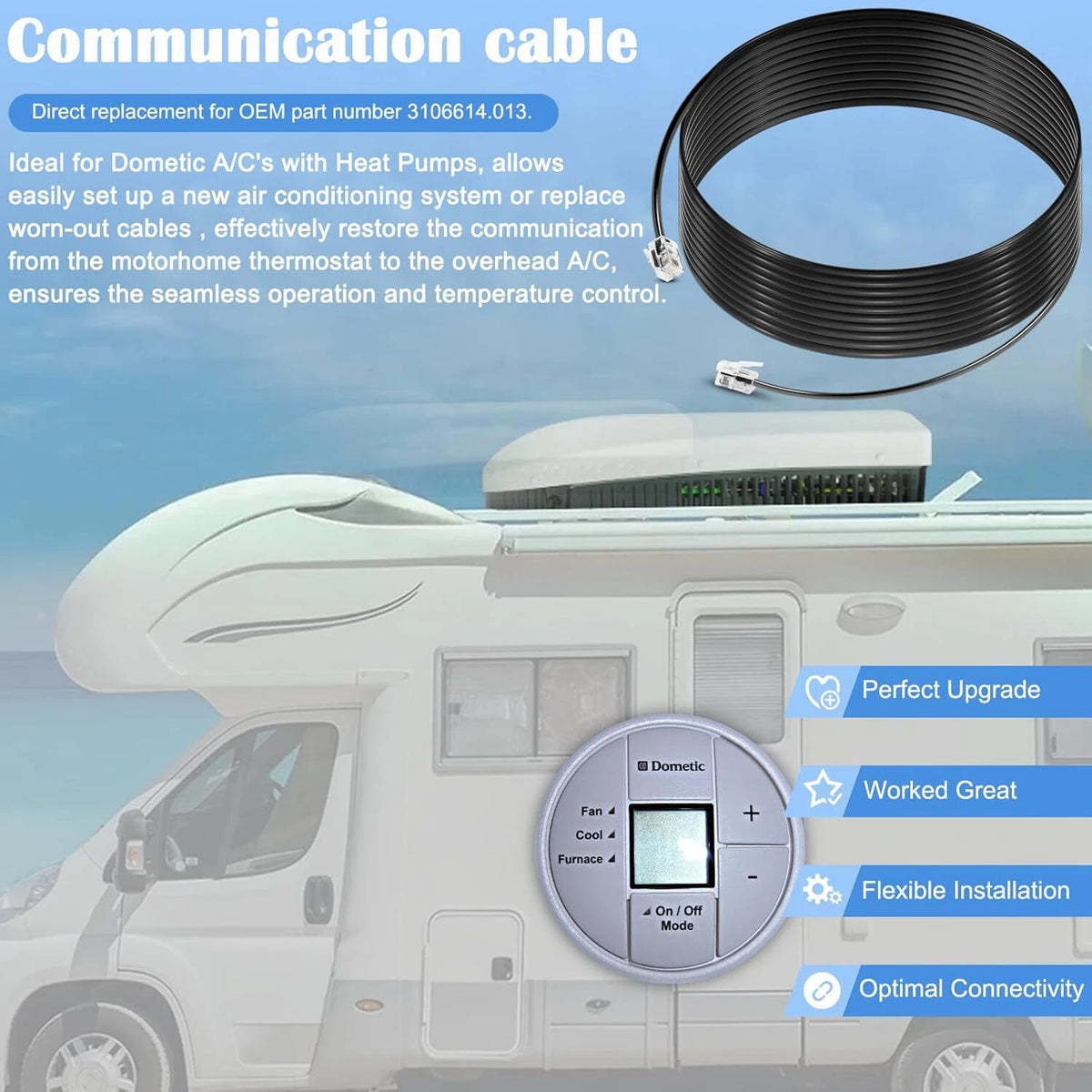 18’ Air Conditioner Communication Cable for Dometic RV Heat Pumps (For00683)