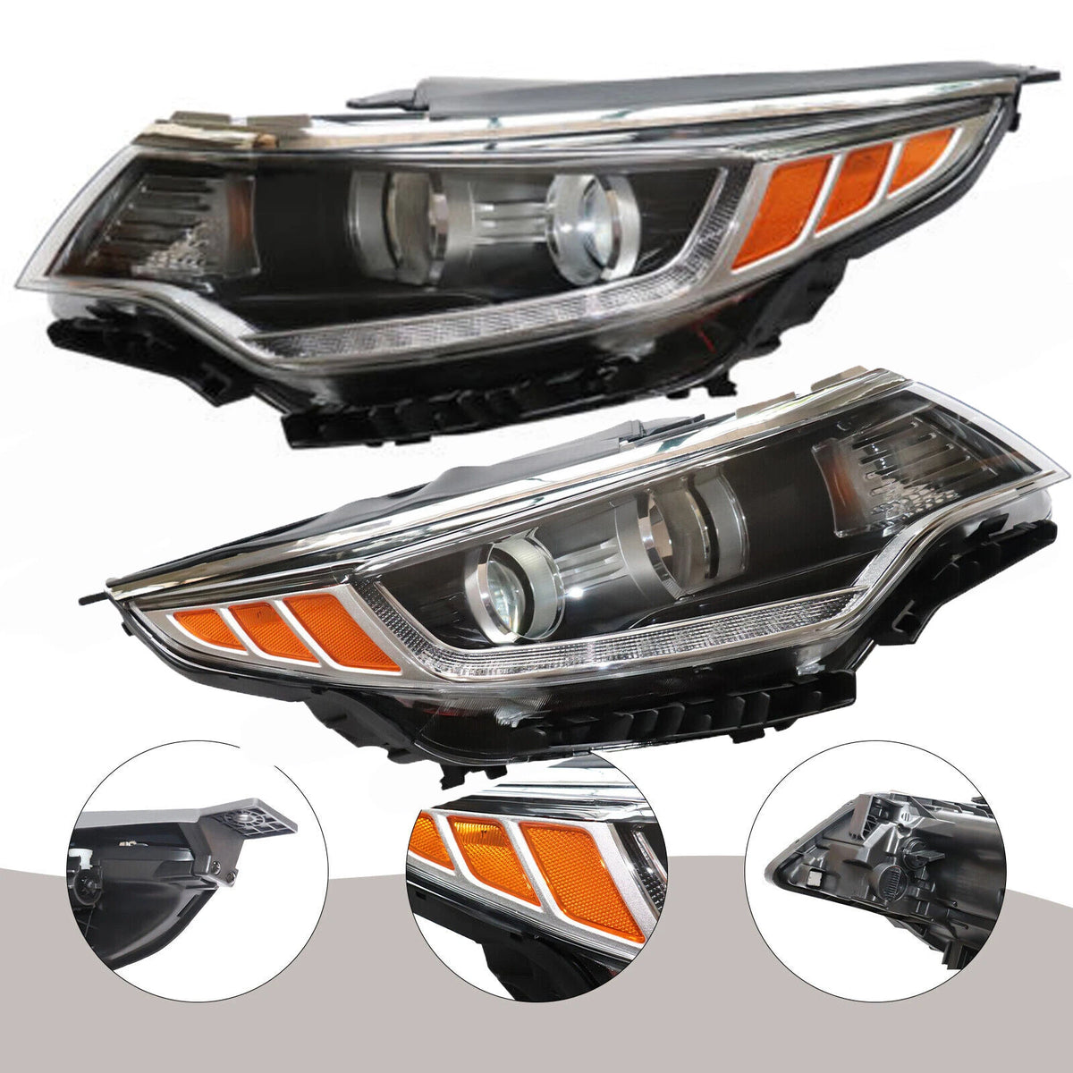 Halogen Headlight Assembly Pair for Kia Optima (2016–2018) w/ LED