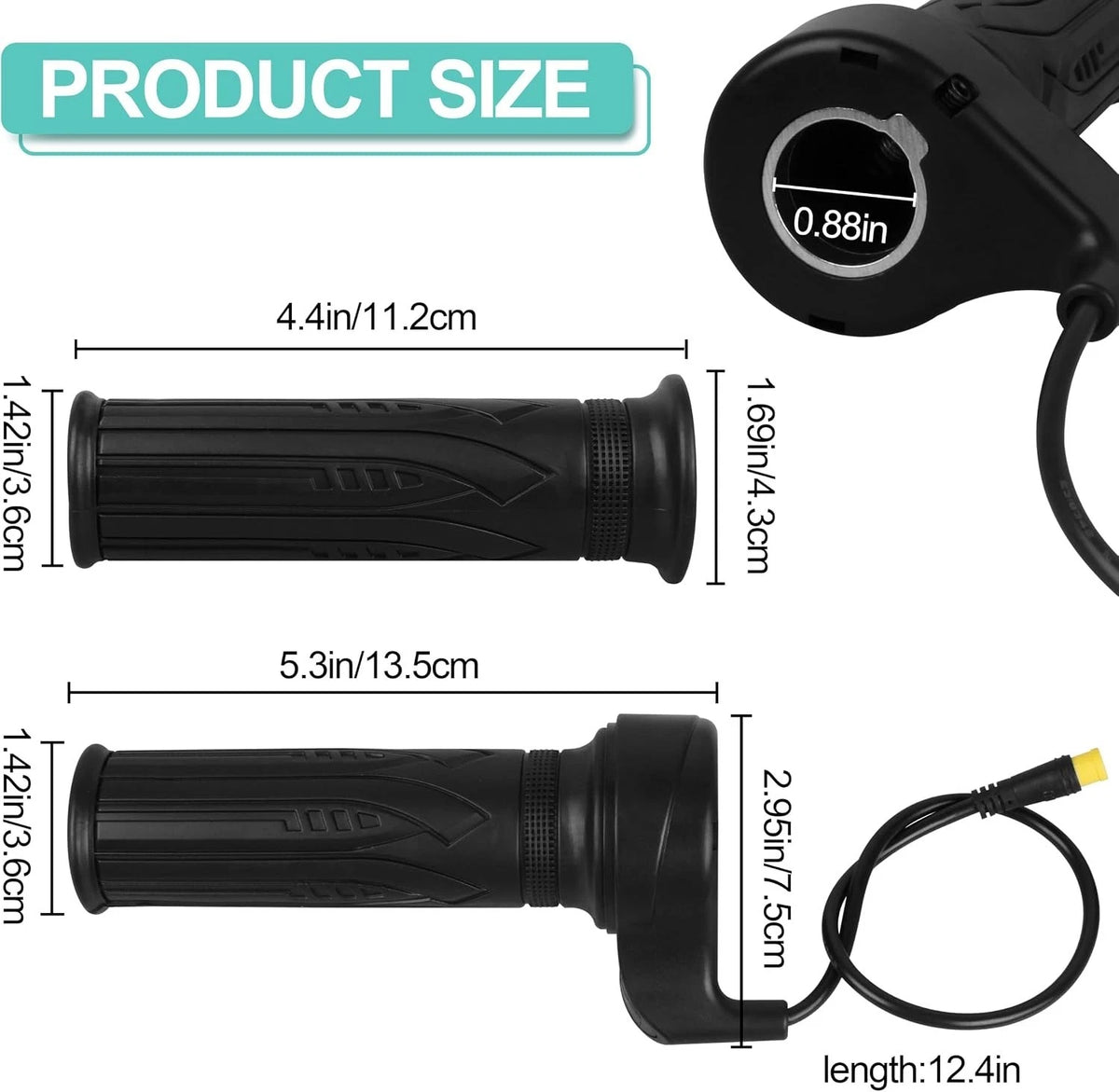 3-Pin Waterproof Electric Bike Throttle for Universal Ebike (12V-72V)