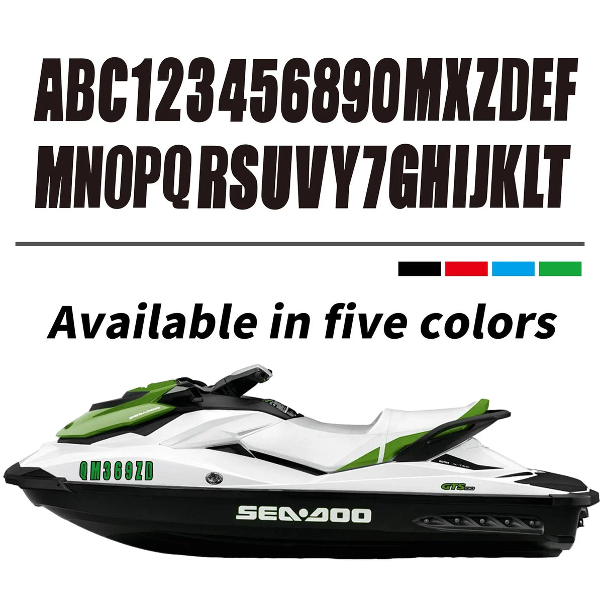 Set of 4 Black Decal Stickers for Custom Boat Registration A-Z 0-9