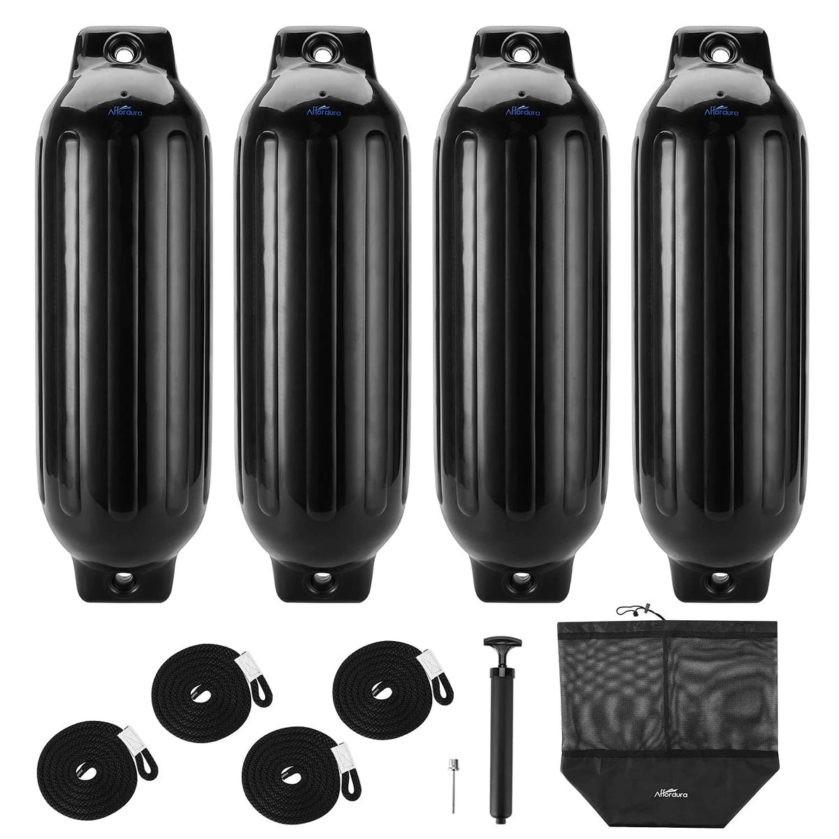 Set of 4 Boat Fenders 8.5 Inch Black Bumpers