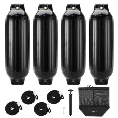 Set of 4 Boat Fenders 8.5 Inch Black Bumpers