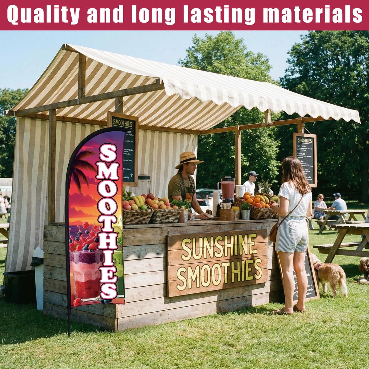 2 Sets Smoothies Feather Flag Pole Kit for Business Advertising (7 ft)