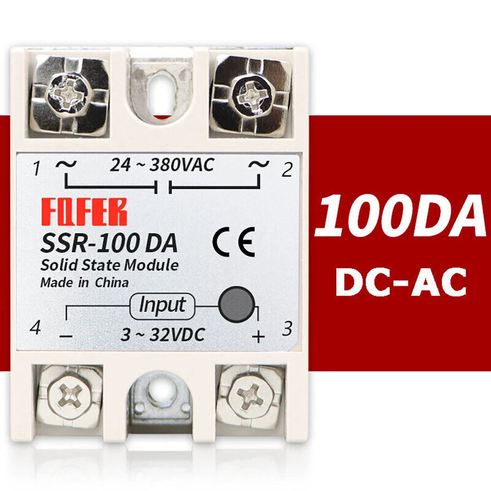 2PC SSR-100 DA Solid State Relay for DC to AC Conversion (3-32VDC 24-380VAC)