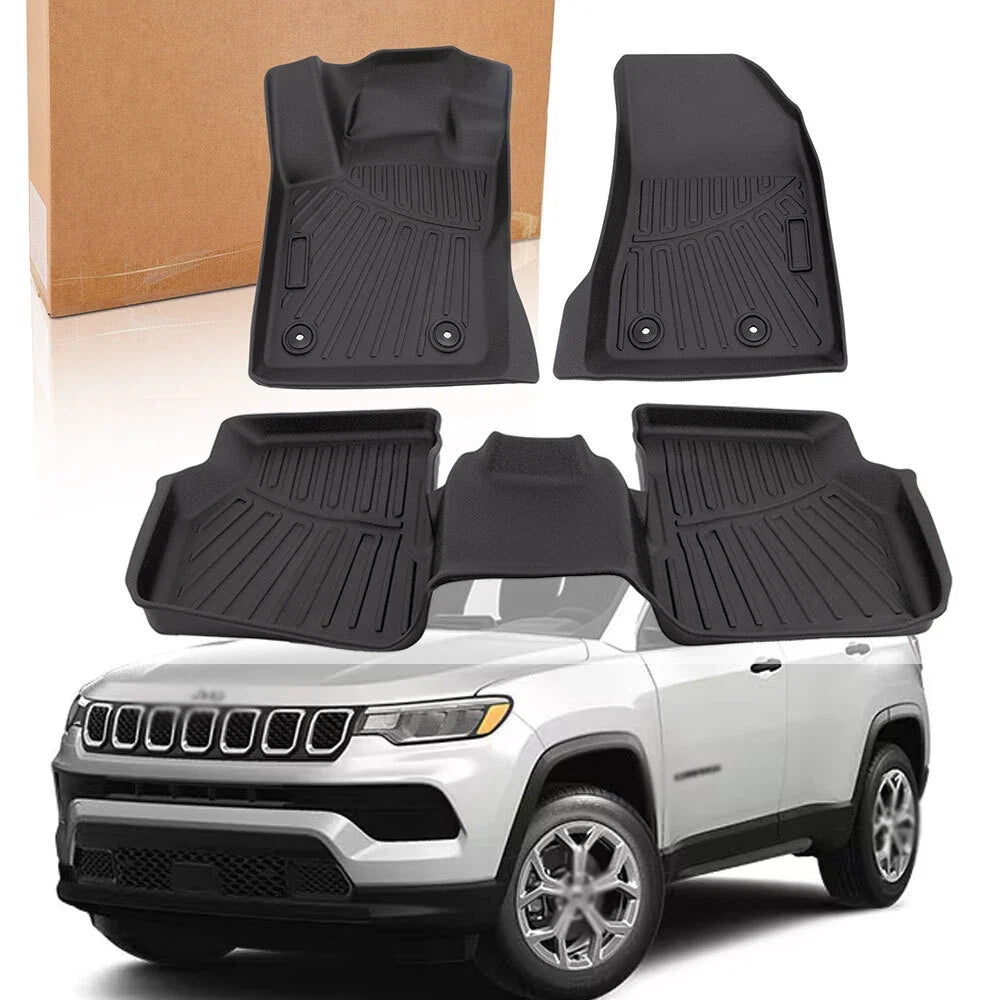 Set of 4 3D Mold Floor Mats for Jeep Compass (2017–2025) All Weather TPE
