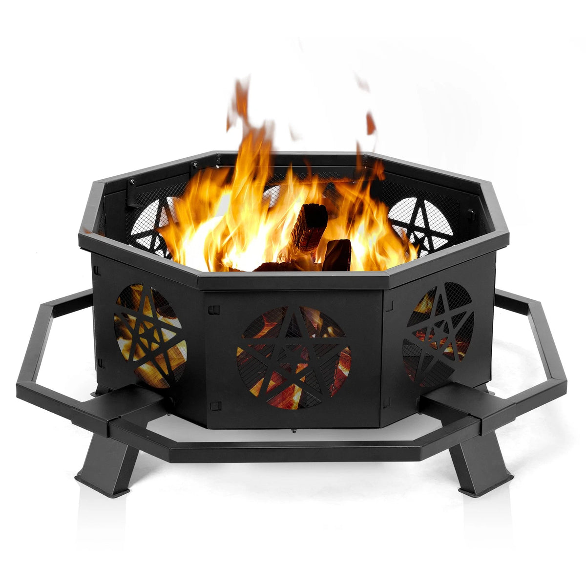 43in Octagon Metal Fire Pit for Outdoor Garden