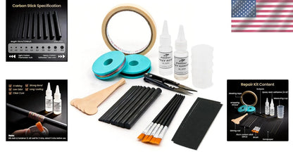 Complete Repair Kit for Fishing Rod (10 Carbon Fiber Sticks)