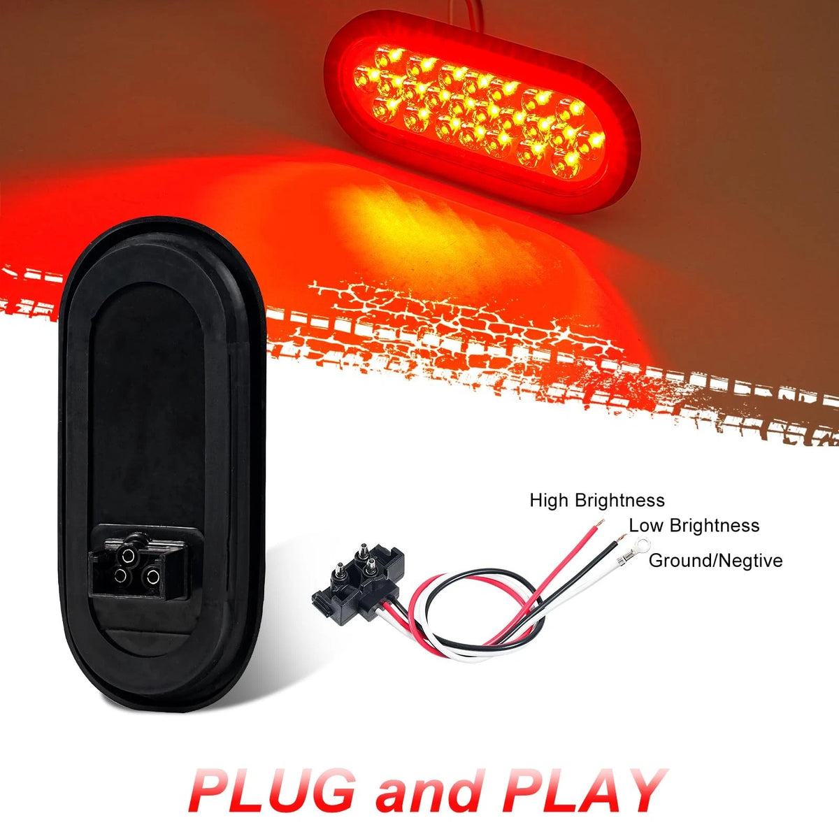 Set of 4 Oval 24 LED Trailer Tail Lights for PVerandio 6.3 Inch