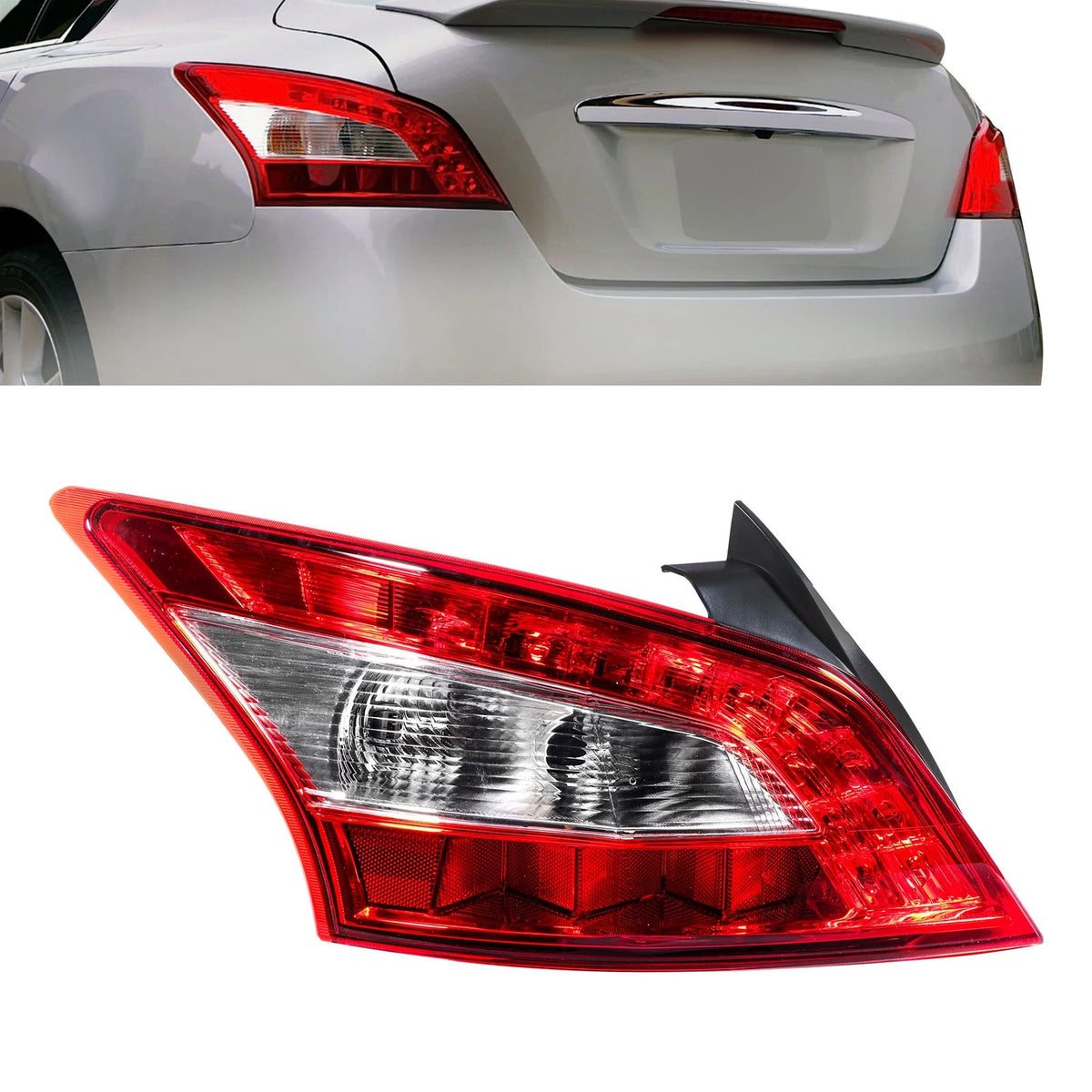 Tail Light Assembly Halogen Chrome Left Side for Nissan Maxima (2009–2011) BCK20262K, NI2800193