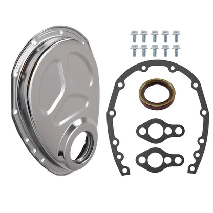 Chrome Timing Chain Cover for SB Chevy V8 SBC 283 327 350 383 400 (1958–1986)