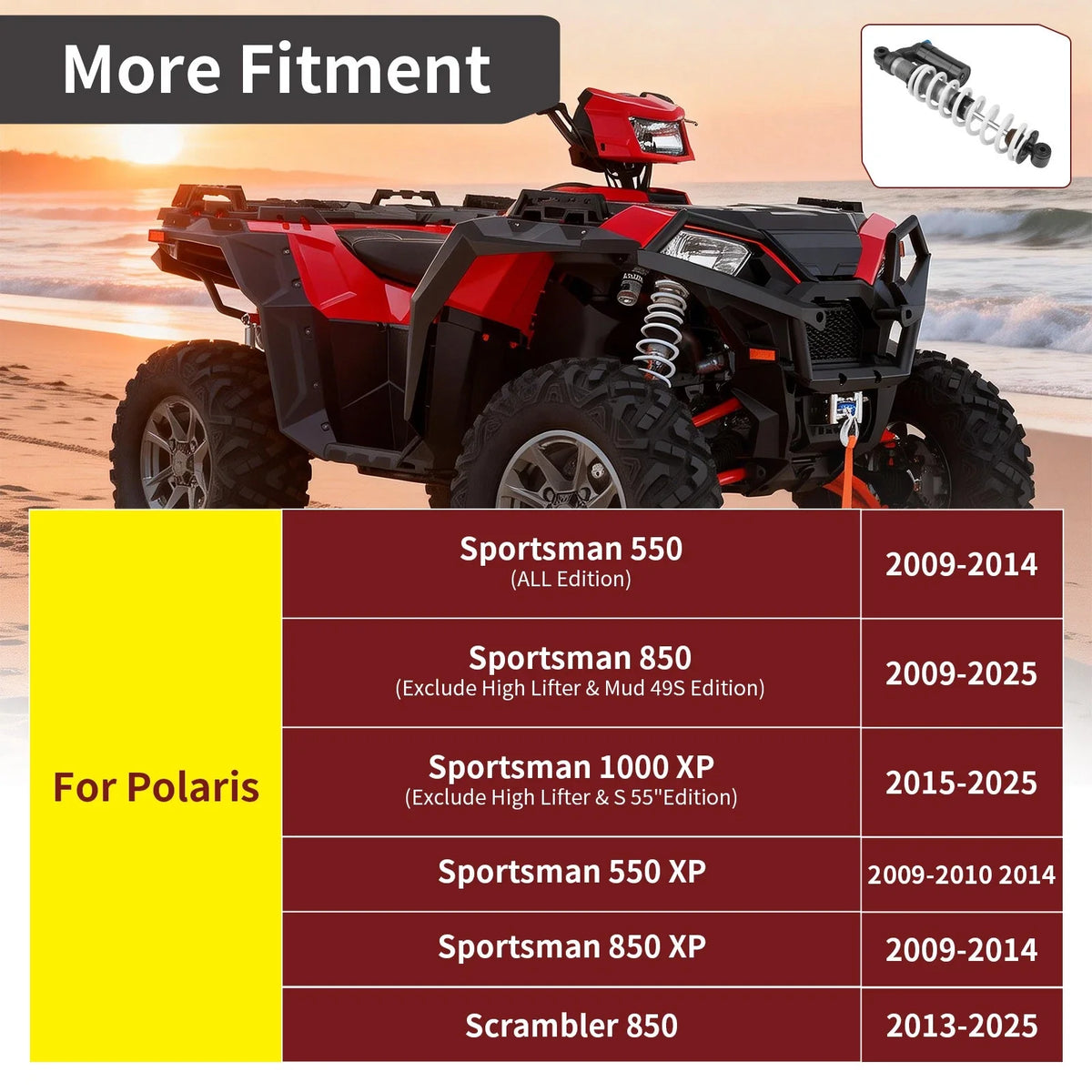 Front Shock Absorbers L&R for Polaris Sportsman XP 550 850 1000 (2009–2021) 7043854 7043464