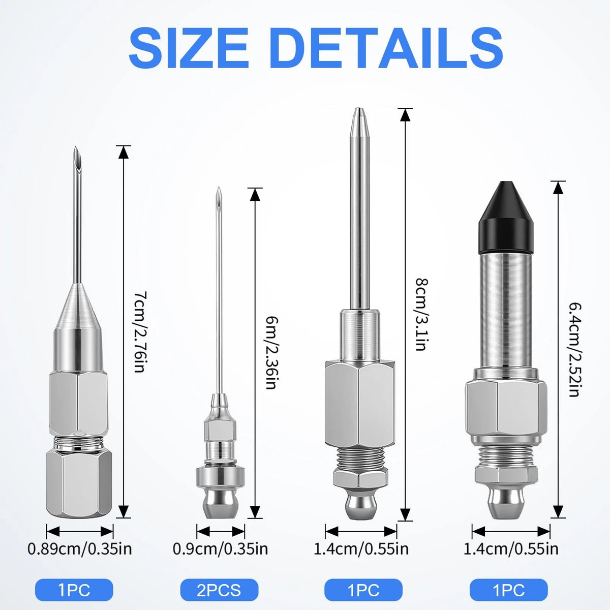 5PCS Grease Gun Needle Tips for Automotive Use