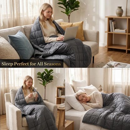 15 lb Weighted Blanket for Adults 48" x 72" Cooling Charcoal